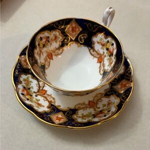 Royal Albert Blue and Gold Floral Teacup Set